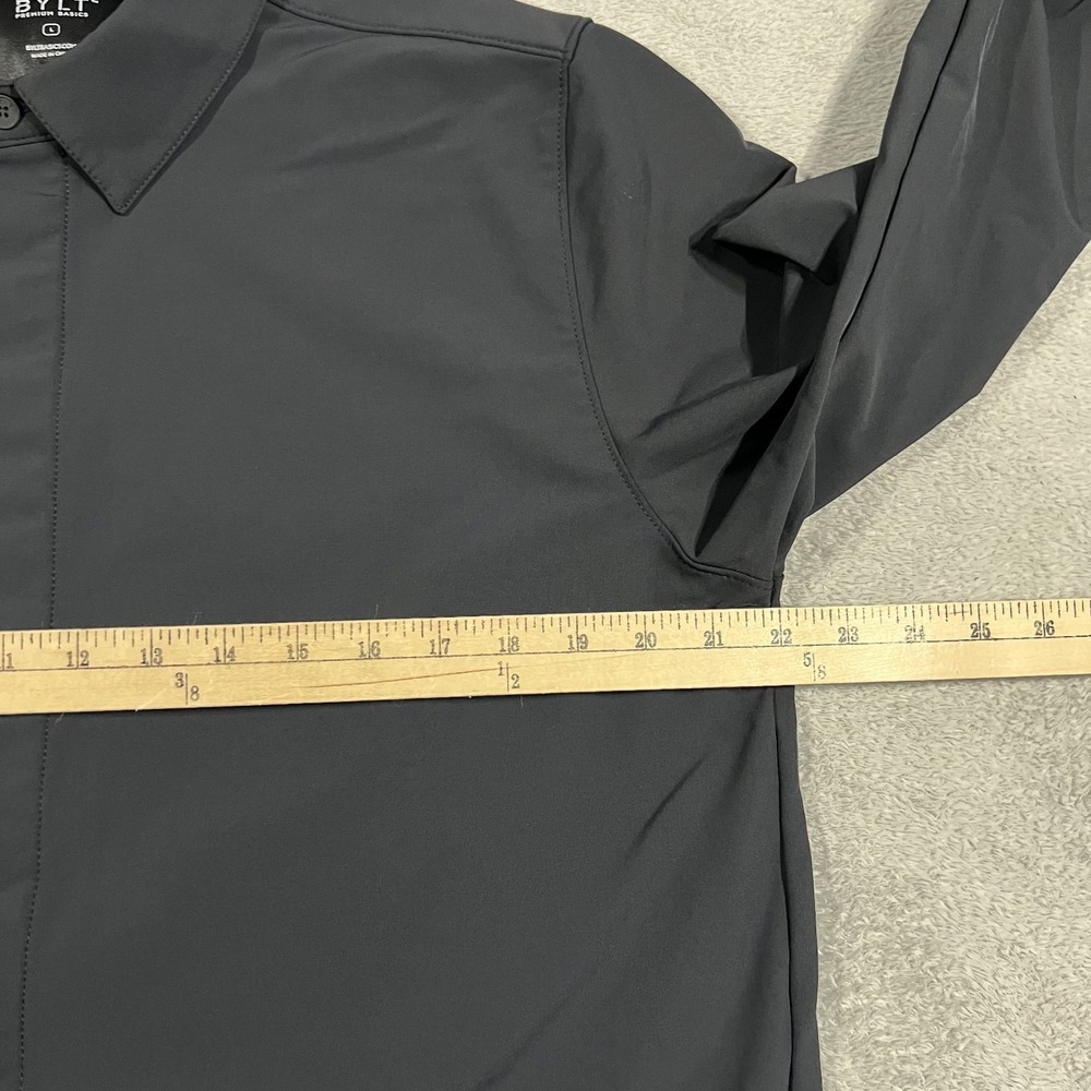 BYLT Tech Nylon Shirt Jacket Mens Large Black Button Up Long Sleeve Layering - Picture 9 of 16